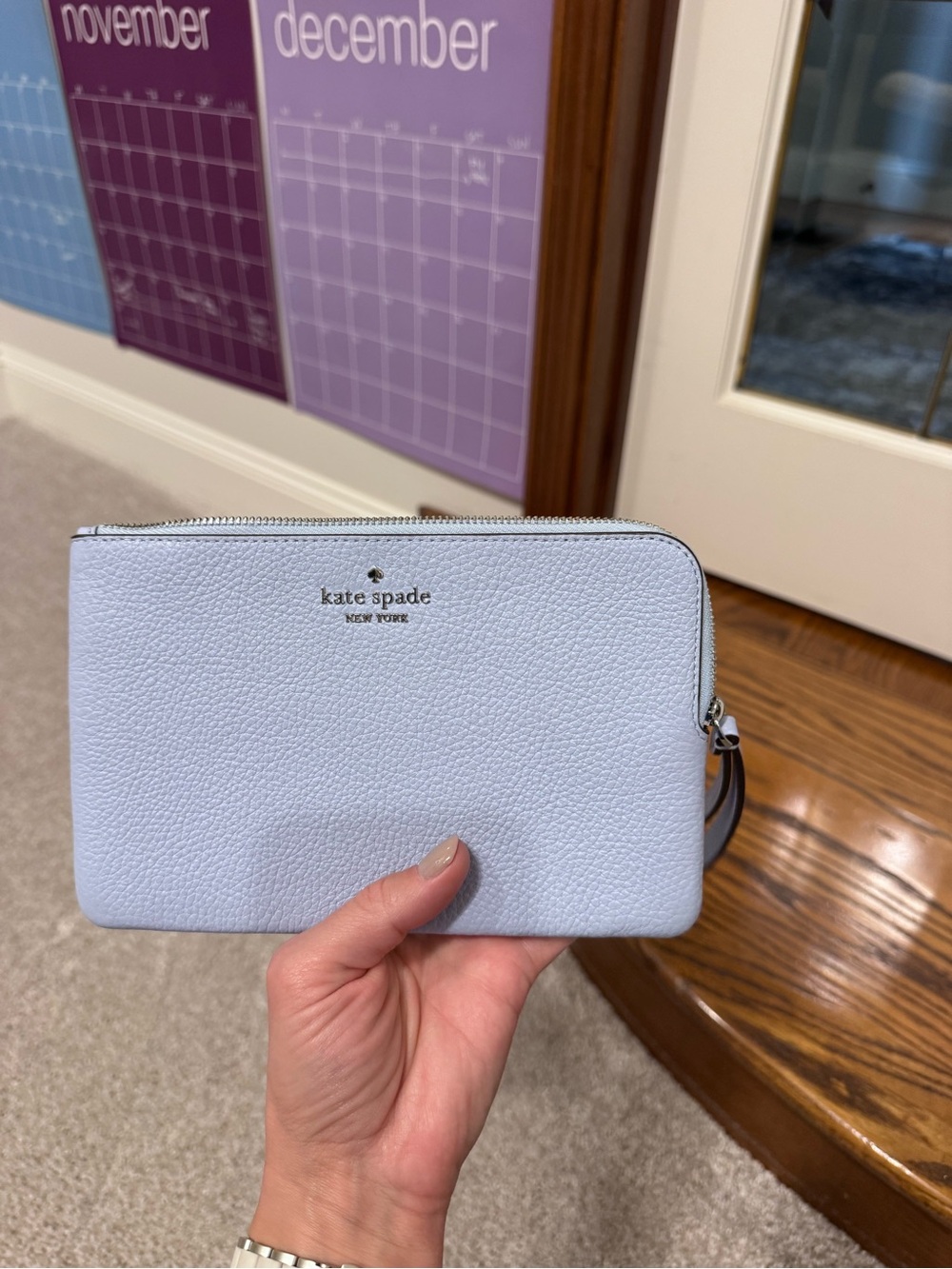 kate spade Powder Blue Pebbled Leather Wristlet
